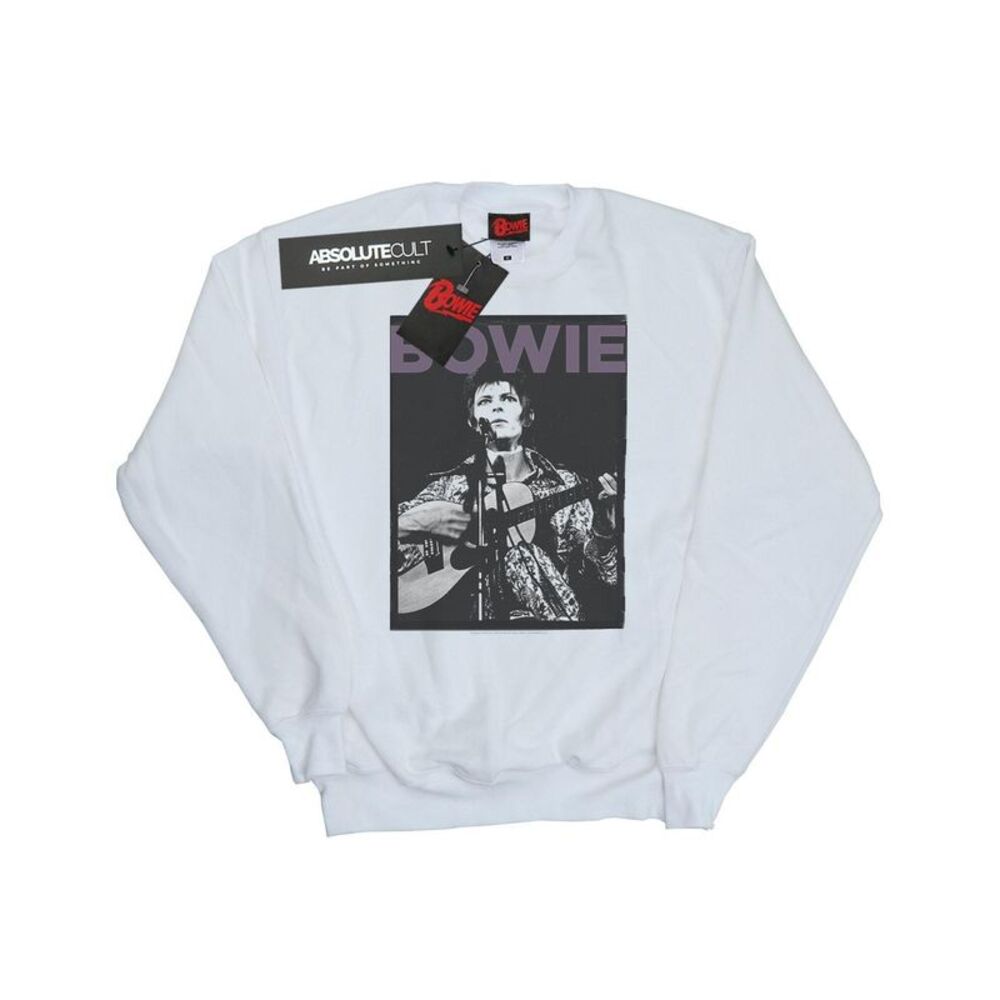 David Bowie Mens Rock Poster Sweatshirt / White